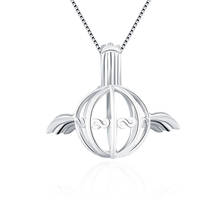 CLUCI 925 Sterling Silver Angel Wing Ball Shaped Pendants for Women Jewelry Necklace Real 925 Silver Pearl Cage Locket SC013SB 2024 - buy cheap