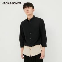Jackjones camisa masculina de 100% algodão, gravata tingida, de manga 3/4, com gola 2024 - compre barato