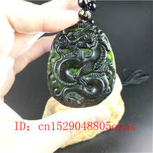 Pingente de dragão de jade natural chinês, pingente de contas, joia obsidiana esculpida para presentes para mulheres 2024 - compre barato