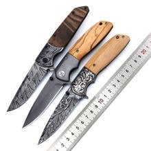 Folding Pocket Knife Survival Tactical Knife Outdoor Camping Hiking Hunting Knives For Self-defense Rescue EDC Tool Wood Handle 2024 - buy cheap