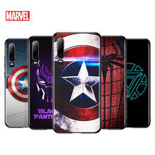 Capa de celular super-herói com logo da marvel, silicone, preta, para huawei p40, p30, p20, p10, p9, p8 lite e, mini pro plus 5g 2017, 2019 2024 - compre barato