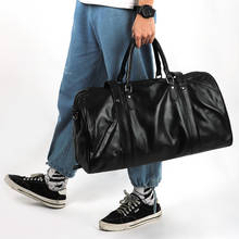 Мужская спортивная сумка JOGUJOS из натуральной кожи, дорожная сумка, чемодан на плечо, вместительный спортивный мешок, тоут для выходных 2024 - купить недорого