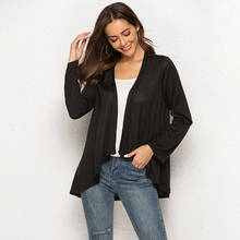 Novo cardigã kimono fino feminino europeu, manga longa, solto, bainha irregular, casaco feminino, preto/cinza/branco 2024 - compre barato