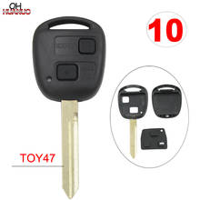 VENDA! 10 pçs, 2 botões remoto chave do escudo para toyota yaris hiace corolla avensis camry caso chave fob lâmina toy47 com borracha 2024 - compre barato