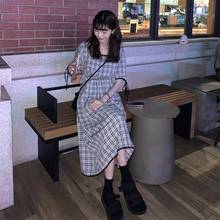 Vestido holgado de cuadros universitarios para mujer, ropa Kawaii japonesa, Harajuku, Vintage, Ulzzang 2024 - compra barato