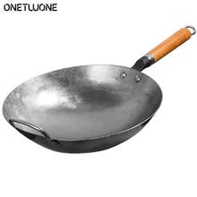 Chinês ferro artesanal wok panela de cozinha uso geral para gás e indução fogão ferro fundido pan panelas cozinha 2024 - compre barato