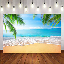 Fondo de fotografía para estudio fotográfico, playa de verano, palmera de coco, playa de arena, cielo azul y mar, personalizado 2024 - compra barato