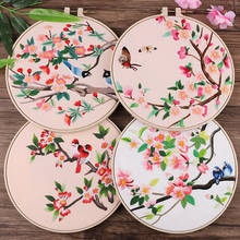 Chinese DIY Flower Embroidery Kit with Embroidery Hoop Cross Stitch Needlework Sewing Art Craft Wall Painting Home Decor Gift 2024 - buy cheap