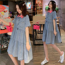 Short Sleeve Summer New Denim Dress Female Korean Style Loose Fashion Casual Dress Casual A-line Shirt Blusa 4XL K343 2024 - buy cheap