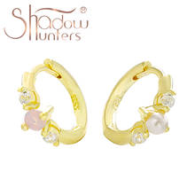 SHADOWHUNTERS-pendientes de ópalo rosa y plata 925 auténtica para mujer, aretes de perlas de Color dorado, aros Huggies para mujer, fabricación de joyas de boda romántica 2024 - compra barato