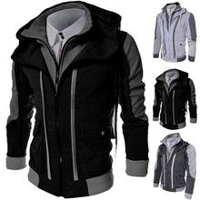 Повседневная мужская куртка на молнии с капюшоном, толстая и теплая куртка с имитацией двух предметов, спортивный свитшот, куртка, Мужская одежда для зимы 2024 - купить недорого
