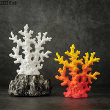 Estatua de cerámica de Coral gradiente de Color, adornos de decoración de escritorio, decoración de Coral de porcelana, accesorios de decoración del hogar para sala de estar 2024 - compra barato