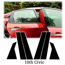 for Honda Civic 10Th 2016-2020 Glossy Black Door Window Pillar Posts Cover Trim New 2024 - buy cheap