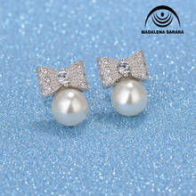 MADALENA SARARA-pendientes de perlas blancas de agua dulce, joyería elegante de lujo, S925, 8-12mm 2024 - compra barato