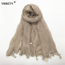 Yrrety lenços femininos macios hijab, echarpe outono, viscose, quentes, sólida, foulard feminino, chales, cobertura de cabeça, pashmina 2024 - compre barato