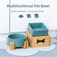 Ceramic Dog Cat pet Puppy Bowl Feeding Feeder Water Bowl Detachable Height Adjustable High Capacity Single And Double Bowl 2024 - buy cheap