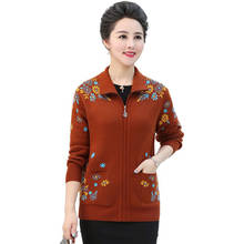 Middle-aged elderly New 2022 Fashion Women Knitted Cardigan Mother's Coat Woman Autumn Winter Casual Knit Sweater Outerwear R618 2024 - buy cheap