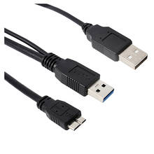 0.5m High Speed Dual USB 3.0 A Male to Micro B Y Cable Move Hard Disk Cable Black 2024 - buy cheap