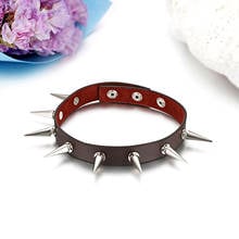 BONISKISS Gothic Men Women Unisex Faux Leather Spike Rivet Choker Punk Necklace Jewelry Golden Statement Jewelry 2024 - buy cheap