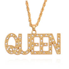 Letter Queen Long Pendant Necklaces Hip Hop Jewelry Women Men Gold Long Chain Unisex Party Rock Cool Gold Gifts 2024 - buy cheap