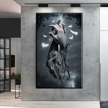 Современная Абстрактная живопись, большой размер, холст, черно-белый плакат, украшение для дома, комната, Безрамные настенные картины 2024 - купить недорого