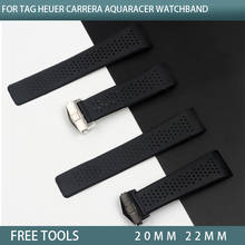 Pulseira de silicone natural para relógio masculino, pulseira preta para tag for heuer, pulseira esportiva, acessórios, fivela dobrável 22mm 24mm 2024 - compre barato