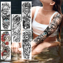 3d mau olho temporário completo flor braço tatuagens para homens mulher realista falso tatuagem adesivo de transferência de água tatoos diy corpo perna arte 2024 - compre barato