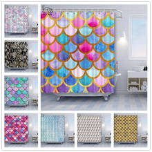 High Quality Custom Waterproof Bathroom Mermaid Scales Geometric Rhombus Shower Curtain Polyester Fabric Bathroom Curtain 2024 - buy cheap
