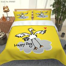 2/3 Piece Animals Birds Bedding Set 3D Print Happy Day Duvet Cover Set Home Yellow Bed Quilt Cover Single Queen Bed Cover Set 2024 - buy cheap