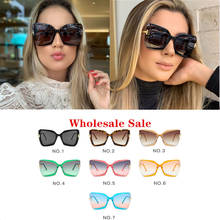 Atacado óculos de sol vintage de grandes dimensões, óculos de sol de olho de gato feminino com ponto gradiente, pacote de óculos grandes, óculos feminino de sol uv400 2024 - compre barato