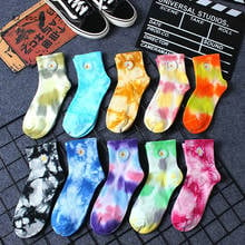 New Tie-dye Daisy Short Socks Cotton Harajuku Colorful Flower Vortex Happy Funny Fashion Skateboard Hip Hop Girls Women Socks 2024 - buy cheap