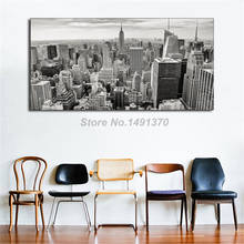 Pintura de paisagem para parede, preto e branco, paisagem da cidade de nova york, pintura em tela para quarto, arte de decoração de parede 2024 - compre barato