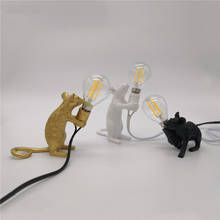 Скандинавская полимерная лампа в виде животных и крыс, светодиодный ночник маленькой мини-мыши, домашний декор, настольные осветительные приборы, прикроватный светильник 2024 - купить недорого