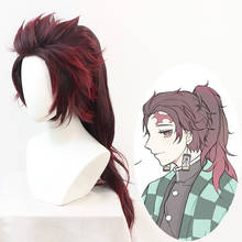 Anime Demon Slayer Kimetsu No Yaiba Cosplay Wigs Tanjirou Kamado Long Hair Wig +Free Wig Cap 2024 - buy cheap