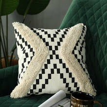 Funda de cojín tejida de algodón, cubierta de almohada acolchada de estilo marroquí hecha a mano para decoración del hogar, sofá cama, 45x45cm, geométrica 2024 - compra barato