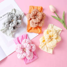 Tiara de flor grande para meninas, turbante de nylon elástico para crianças, acessórios de cabelo para meninas, 1 peça 2024 - compre barato
