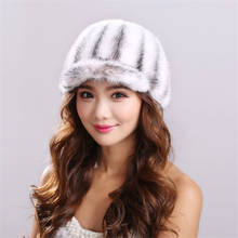 9 Colors Women Real Mink Fur Hat Winter Warm Fashion Women Fur Visor Cap MS-49 2024 - buy cheap