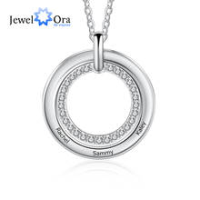 Personalized Name Engraved Circle Necklaces for Women Customize Cubic Zirconia Round Pendant Necklace Jewelry(JewelOra NE104204) 2024 - buy cheap