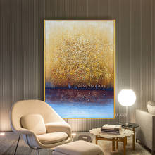 100% pintados a mano pinturas doradas abstractas lienzo pintura al óleo decoración del hogar imágenes artísticas de pared carteles cuadro de pared 2024 - compra barato