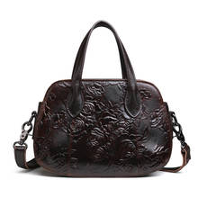 New cowhide handbag female fashion shoulder messenger bag vintage embossed genuine Leather handbags tote 2024 - buy cheap