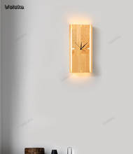 Lámpara led de estilo nórdico moderno para decoración de habitación, luz de pared artística de madera, reloj, CD50, w07 2024 - compra barato