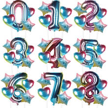 Balões de festa de unicórnio arco-íris, 5 peças, decoração de aniversário, número digital, balão, crianças, aniversário para meninas 2024 - compre barato