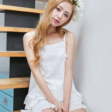 Summer Cotton Princess Suspender Pajamas Suit Sexy Cute Lady Comfortable Home Clothes White Sleeveless Shorts 2 Piece Sleepwear 2024 - buy cheap