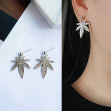 2020 new Trendy Silver Color Hemp leaf leaves Acrylic Earrings For Women Hyperbole Nightclub Unique Bohemian Leaf Drop Earring 2024 - buy cheap