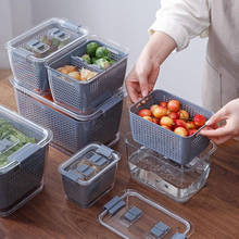 Многофункциональная коробка для хранения, кухонный холодильник, коробка для сохранения свежести, пластиковая корзина для слива овощей, корзина для хранения, контейнер 2024 - купить недорого
