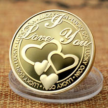 Love you Series Gold Plated Commemorative Coin Anniversary Wedding Gift Medal Badge 2024 - buy cheap