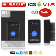 Mini scanner de diagnóstico elm327 obdii para ios e android, leitor de código, com bluetooth 4.0, interruptor de potência, interface de diagnóstico elm 327 bt obd2 2024 - compre barato