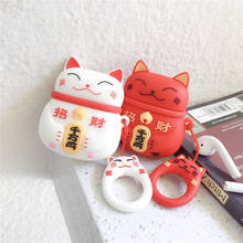 10pcs/lot Wholesale Cartoon Lucky Cat Earphone Case For Airpods Shockproof Cover Cases For AirPods 2 Earphones Protective Case 2024 - buy cheap