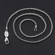 Pure Silver 925 Sterling Silver Men Women Retro Thai Silver  2mm 3mm Twist Necklace S925 Real Silver Chain Necklace male 2024 - buy cheap