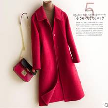 autumn winter fashion Wool solid color coat double-faced coat turn down collar women slim long cashmere coat 2024 - buy cheap